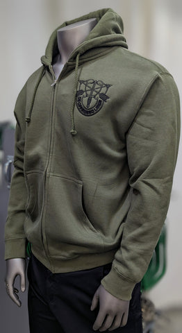 GBF Military Green Zip Hoodie Embroidered Logo